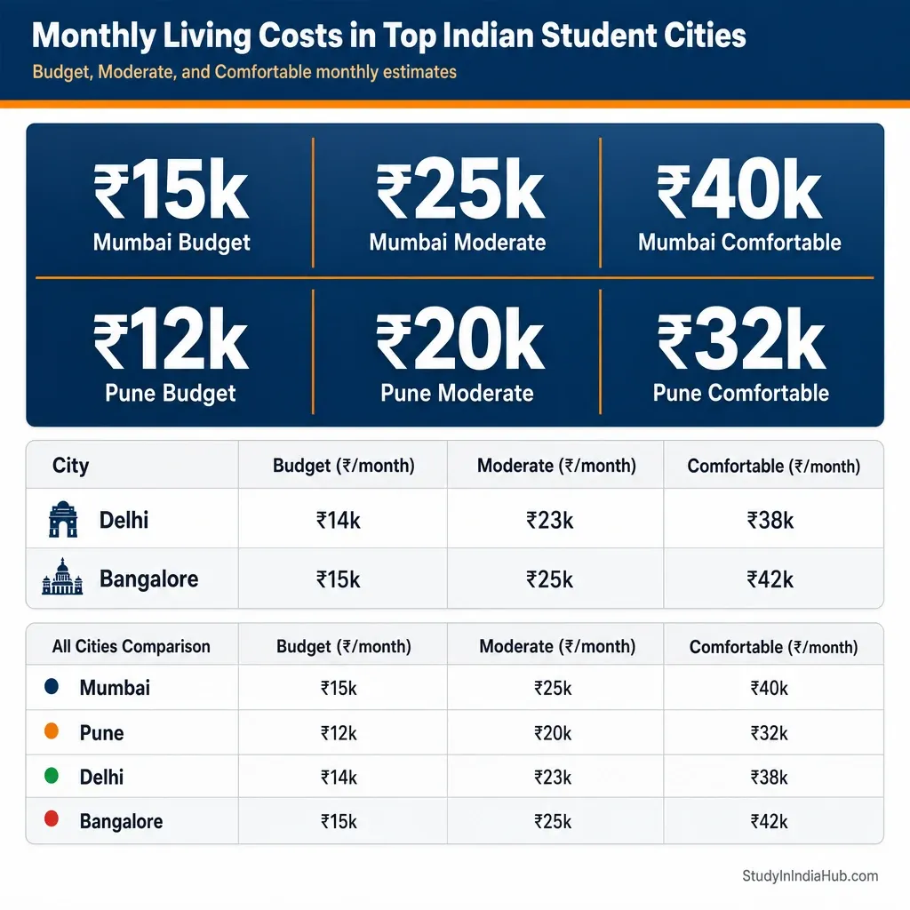 Monthly Living Costs in Top Indian Student Cities