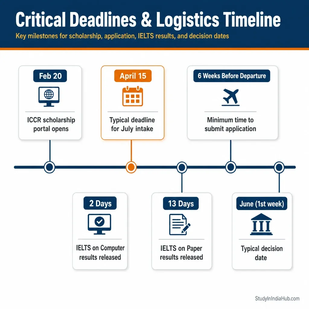StudyInIndiaHub.com — Critical Deadlines & Logistics Timeline